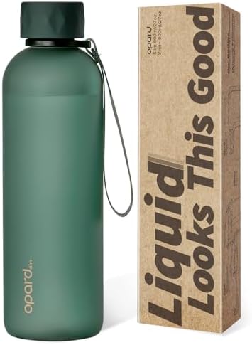 Opard Slim Pro Trinkflasche 800ml, Kohlensäuregeeignete Wasserflasche mit facettiertem gummiertem Griff,BPA-freiem Plastik und auslaufsicherem Schraubverschluss für Sprudelwasser,