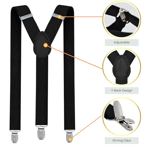 image for trilece Black Suspenders for Men - Mens Suspender, Adjustable Y Back S
