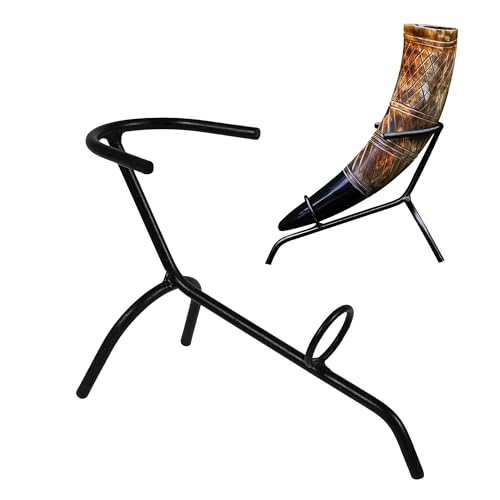House of Warfare Medieval Hand Forged Iron Horn Stand for Drinking Horns Viking Mead Made From Sturdy Iron for Display and Décor (Hand Forged Medieval Horn Stand)