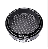 WIYETY Set di 3 stampi per dolci antiaderenti, rotondi, pratici, rotondi, antiaderenti, per cuocere torte e pane, 20/22/24 cm di colore nero