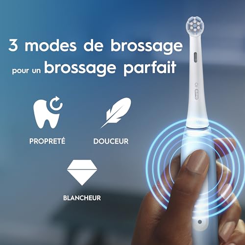 Image of Oral-B iO 3 Electric Toothbrush, with 3 Heads, Designed by Braun, Blue