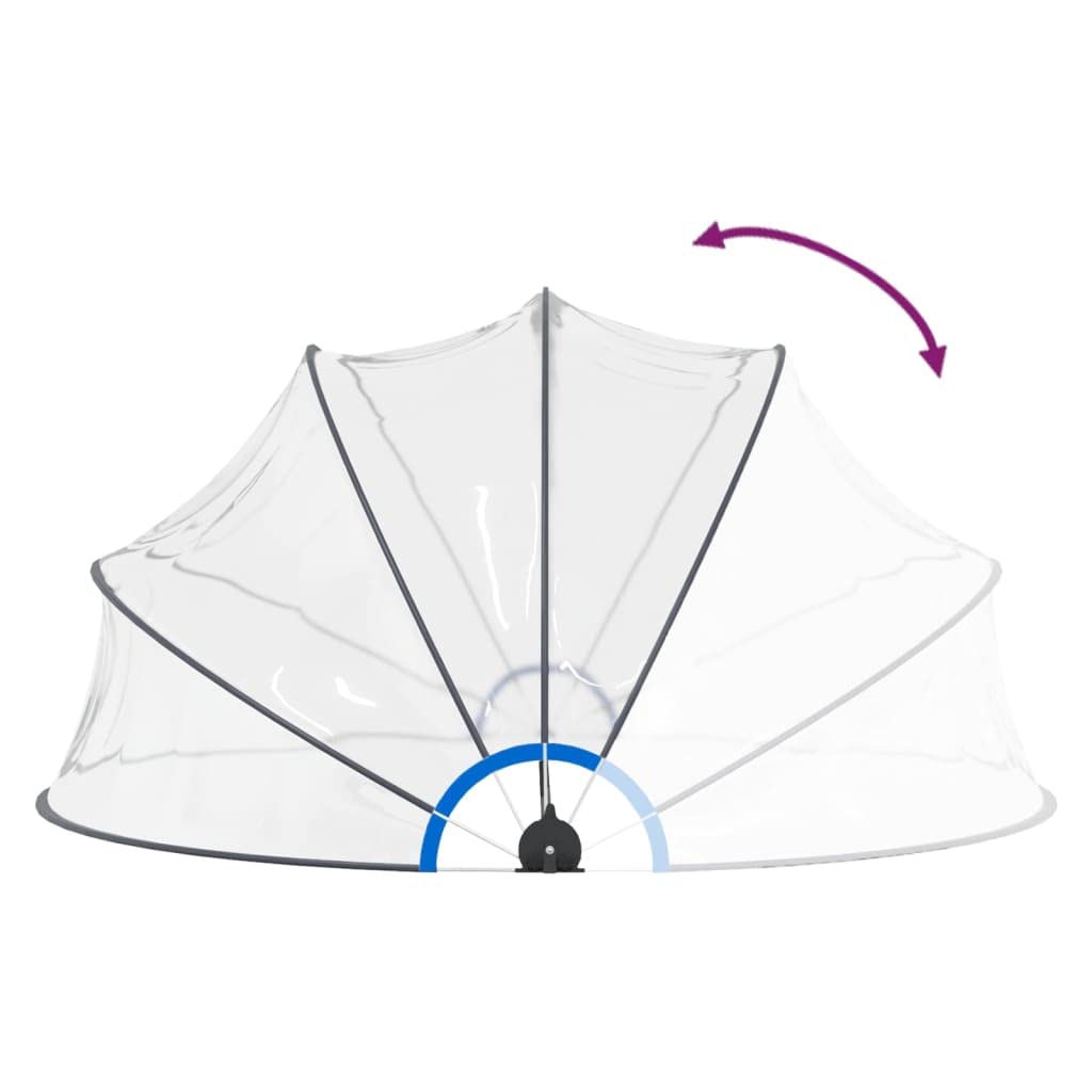Copertura a cupola per piscina, 440 x 220 cm, trasparente, in PVC, con protezione UPF 30, struttura in fibra di vetro e meccanismo pieghevole per piscine da incasso e fuori terra