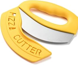 KOIOS Pizza Cutter & Food Chopper – Stainless Steel Rocker Blade Slicer with Protective Sheath – Multifunctional Pizza Knife & Kitchen Tool, Dishwasher Safe