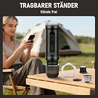 ICARE Tragbare Kaffeemaschine mit Akku, 2-in-1 für Kapseln und Gemahlenen Kaffee, Kaffeemaschine to Go mit Tragetasche und Halterung, Tragbare Espressomaschine für Camping, Auto, Reisen und Büro – Ansicht 6