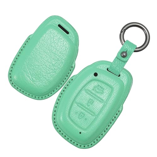 Funda de cuero para llave Hyundai con 3 botones en color azul