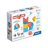 Geomag Magicube Shapes, Bloques de Construcción Magnéticos para Niños a Partir de 1 Año – Juego de 9 Cubos de 3 Colores y Formas Hechos de Plástico 100% Reciclado