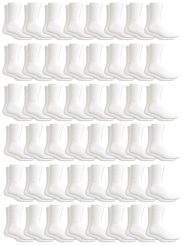 Yacht & Smith 48 Pairs Of & Womens Wholesale Bulk Sports Crew, Athletic Case Pairs Socks (48 Pairs White, Womens 9-11 (Shoe size 5-10))