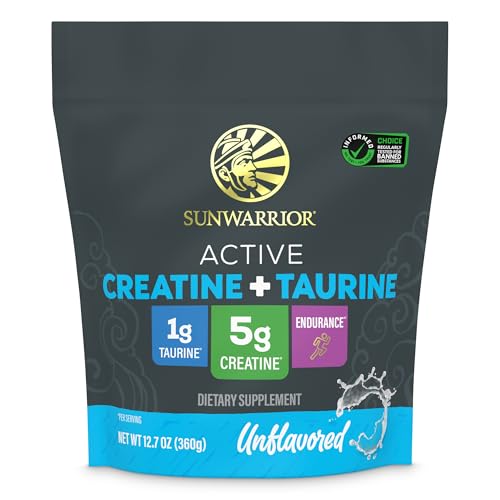 Creatine Monohydrate Powder Taurine Supplement 5g Creatine Monohydrate 1g Taurine per Serving | Vegan Muscle Strength Endurance & Recovery Support Clean Performance Formula | 60 Servings Unflavored
