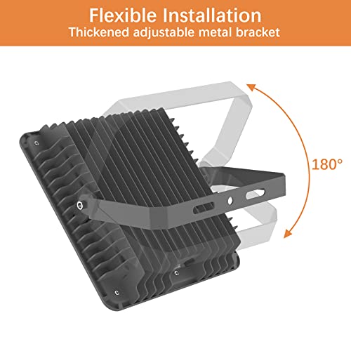 Lepower 100W Led Flood Light, 10000Lm Work Light With Plug, Equiv 500W Halogen, 6000K White Light, Ip66 Waterproof Outdoor Floodlight For Garage, Garden, Lawn, Basketball Court, Playground 2 Pack #TOP6