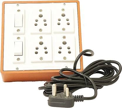 HI-PLASST PVC Extension Switch Board with Two 5amp Switches and Four 5amp Sockets Along with 4yard 3pin Cord 5 Socket Extension Boards (Brown) (BR-2+4)