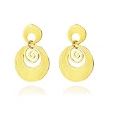 18K Gold Plated Circle Drop Earrings for Women Girls,Trendy Striped Layered Disc Dangle Earrings,Sta