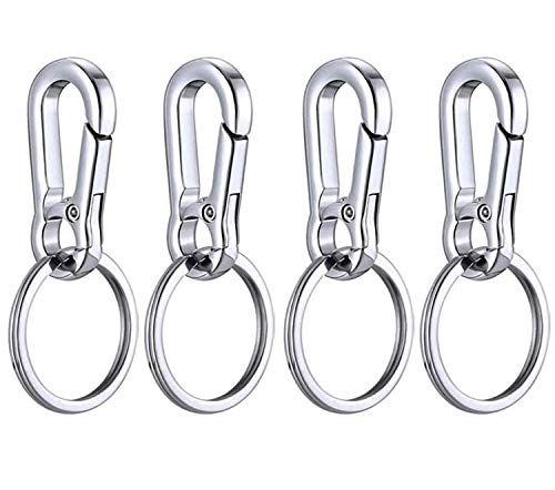 GIYOMI 4 Pack Metal Carabiner Clip Keyring Keychain Key Ring Chain Holder Organizer for Car Keys Finder
