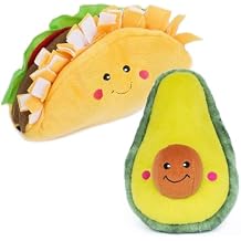 ZippyPaws NomNomz - Dog Squeaky Toys to Keep Them Busy, Funny Food Plush for Small & Medium Dogs, Cute Stuffed Puppy Toy, Pet Products, Gift for Dogs of All Breeds, Soft and Cuddly - Taco & Avocado