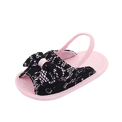 Generisch 22 Niños Primavera Verano Niños Bebé Zapatos Niño Niñas Sandalias de Fondo Plano Ligero Deslizamiento en Toe Abierto Cómodo Lazo Color Sólido Sandalias de Tela para Bebé, Negro , 19 EU