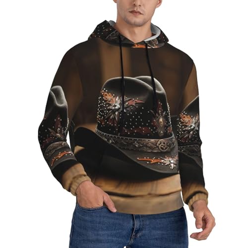 Sweat à capuche rodéo homme imprimé American West noir toutes saisons S