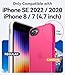 CANSHN Matte Case for iPhone SE 3/2 (2022/2020), iPhone 8/7, 4.7-Inch [Military Drop Certified] Translucent Back Phone Cover, Anti-Fingerprint - Hot Pink