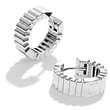 DELIYER Pendientes de aro pequeños dorados y plateados gruesos para mujer, aros minimalistas acanalados, hipoalergénicos, no se deslustran, regalos, 0.72in, Chapado en oro amarillo y oro blanco, Sin