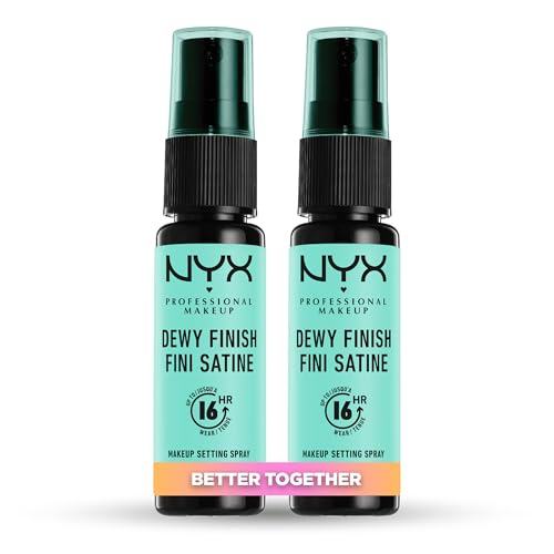 NYX Professional Makeup Spray fijador Makeup Setting Spray, Larga duración, Ligero, Fórmula vegana, Acabado Dewy (hidratado), Pack doble, 60 ml