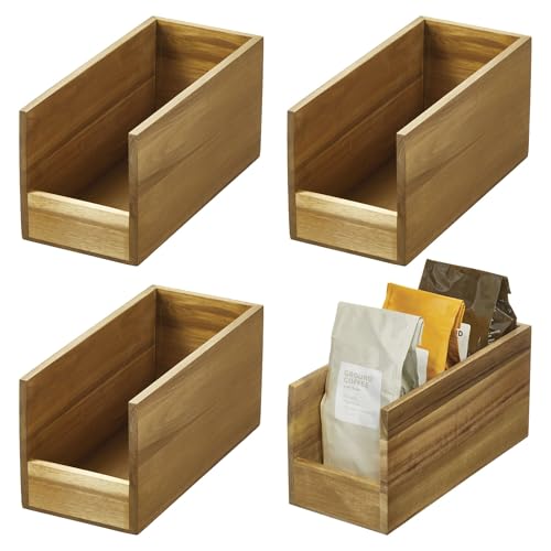 iDesign Acacia Wood Open-Front Pantry Bin for Kitchen Organization - Set of 4 - Natural