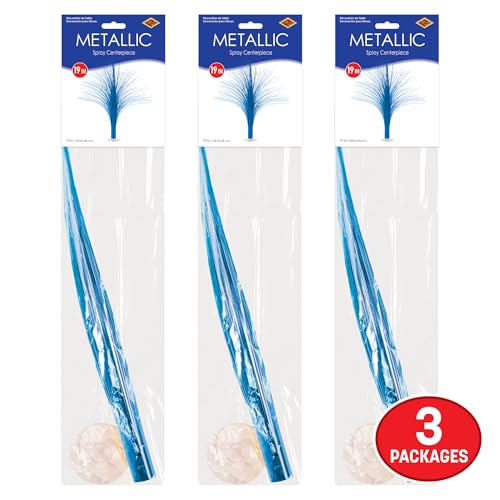Centres de table métallisés bleu clair Beistle de 48,3 cm avec base transparente | Lot de 3 - 7