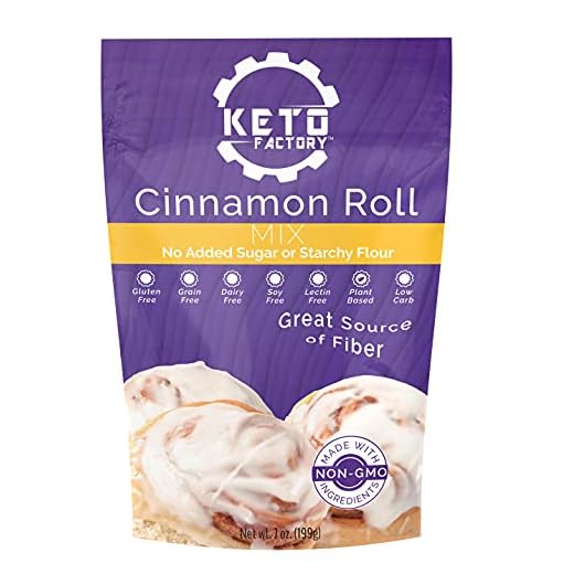 Keto Factory Cinnamon Rolls Mix, 7 Oz | 100% Natural, Keto and Diabetic Friendly, Low 2g Net Carbs, High 8g Dietary Fiber, Gluten-Free, Dairy Free, Grain-Free, No added Sugars