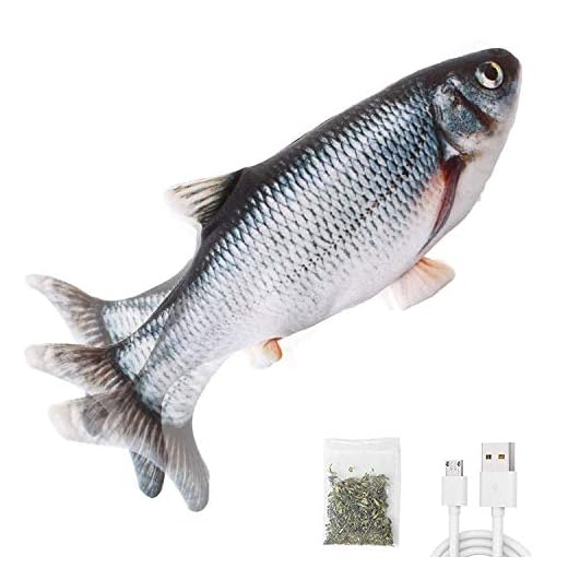 Potaroma Brinquedo realista para gatos em movimento com matatabi e erva-do-gato, brinquedo para cães e gatos, brinquedo para brincar de peixe, 28 cm, brinquedo flexível e interativo para gatos