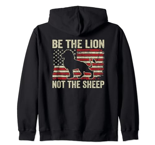 Be the Lion Not The Sheep - USA Freedom Patriotic (EN LA PARTE) Sudadera con Capucha