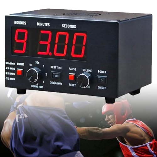 Cronómetro profesional para boxeo CHEFFS, temporizador de intervalos para gimnasio y entrenamiento en casa, con tiempo de descanso y número de repeticiones configurables (rojo) miniatura 1