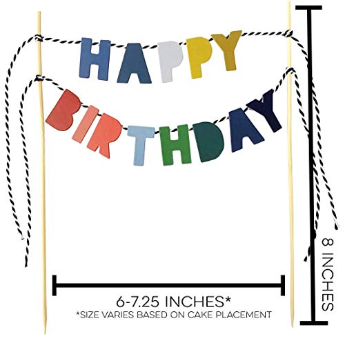 Tecca Happy Birthday Cake Topper Banner With Ombre Color Double-Sided Bunting Paper Letters. Handmade Food-Grade Safe Multi-Colored Party Decor. Pre-Assembled And Reusable For Any Age Or Themed Party. #TOP5
