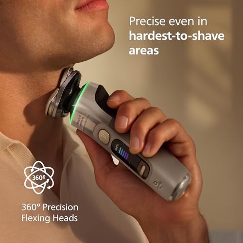 Philips Norelco Shaver i9000 Prestige Ultra, Wet & Dry Electric Shaver, White Gold, SenseIQ Pro Technology, Triple Lift & Cut System, 360 Rotating NanoTech Precision Blades, Beard Styler, XP9403/88