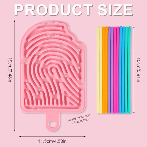 BOXOB Sensorik Activity Board mit 12 Streifen, Silikon Weich Sensorisches Zappelspielzeug in Süßer Eiscremeform Beruhigungsspielzeug zum Entspannen für Kinder und Erwachsene (Pink)