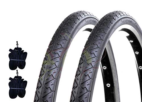Pneu noir Slick 26 x 1.40 et 2 chambres à air pour vélo de ville et route ETRTO 37-559