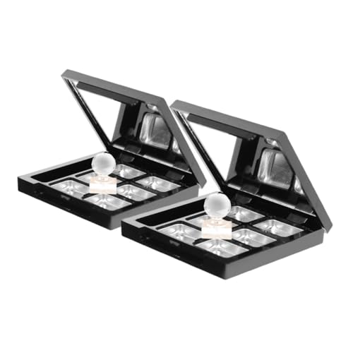 CALLARON 2 Juegos Paleta De Maquillaje Paleta Vacia Recargable Cosmético Polvo Organizador De Sombras De Ojos Almacenamiento Portátil Vacío Pequeño Paleta De Labios El Plastico Black