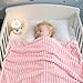 Eonkasp Soft Fleece Baby Blanket Ultra Cozy Pink Baby Blankets for Girls Warm and Lightweight Infant Toddler Newborn Receiving Gift with Reversible Stripes for Crib Stroller, 30x40 Inch, Light Pink