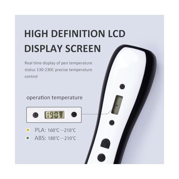 Kretrum Stylo 3D pour Les bricoleurs Stylo d'impression 3D avec écran LCD Stylo de Peinture 3D avec Filament PLA 1,75 mm Jouet Amusant Meilleur Cadeau d'anniversaire – Image 3