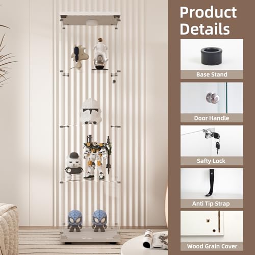 Image of Beauty4U Glass Display Cabinet with 13-Color LED, 4-Tier Curio Cabinet