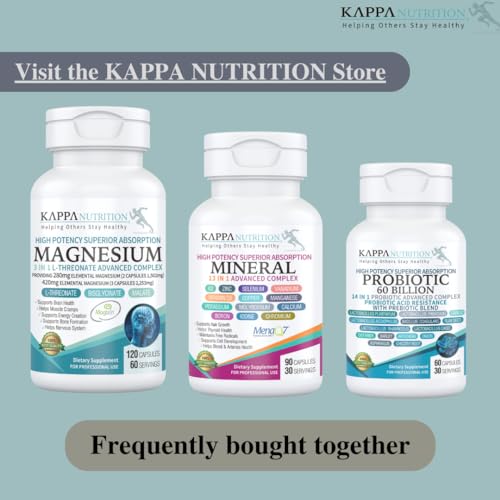 (90 Capsules), 2,253mg Per Serving, Providing 420mg Elemental Magnesium, L-Threonate, Bisglycinate Chelate, Malate, from Kappa Nutrition. - Thumbnail 3