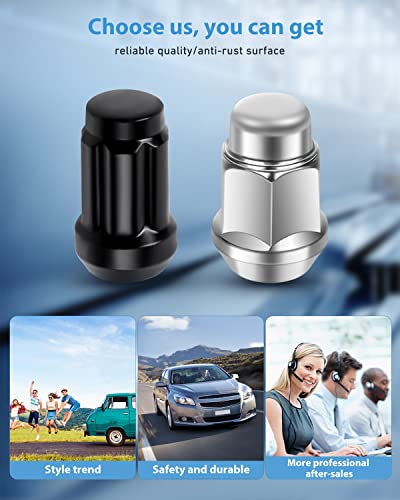 Eccpp Chrome Wheel Lug Nuts 24 Pieces 14X1.5 Hex Drive 7/8" 1.12" Tall Open End Lugs Nuts For Chevy For Gmc For Cadillac Factory Style Lugs 1988-2019 #TOP5