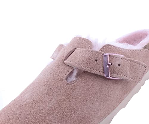 Birkenstock Boston VL/Shearling Narrow Unisex Shoes Size 7, Color: Light Rose3