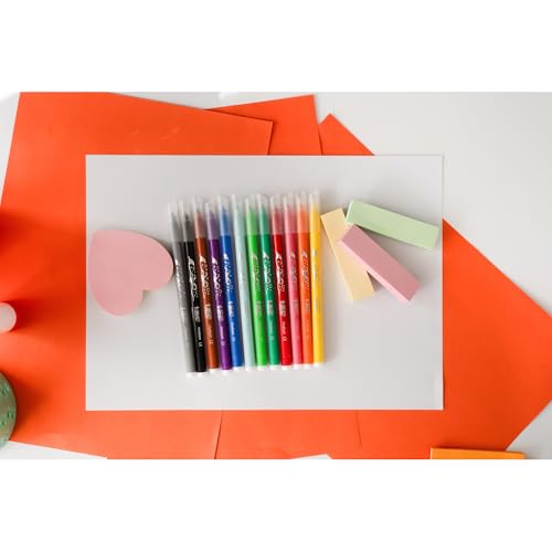 BIC Kids Felt Tip Pens, Kid Colour with Medium Blocked Tip, Vivid Colouring Pens, Washable Markers, Back to School Supplies, 24 Pack - Image 6