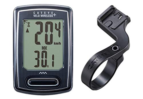 【セット】 キャットアイ ベロ ワイヤレス ブラック Velo Wireless バックライト搭載 1個 + キャットアイ アウトフロントブラケット サイクロコンピュータ用 1個