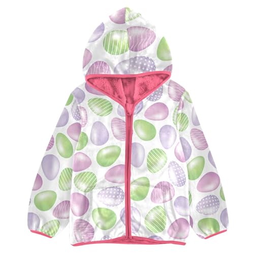OTVEE Easter Green Purple Eggs Kids Hoodie Jacket Fall Spring Full Zip Warm Outwear Coat