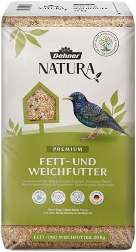 Dehner Natura Premium Wildvogelfutter, Fettfutter / Weichfutter, Ganzjahresfutter artgerecht / kraftspendend , hochwertiges Vogelfutter für Wildvögel, 20 kg