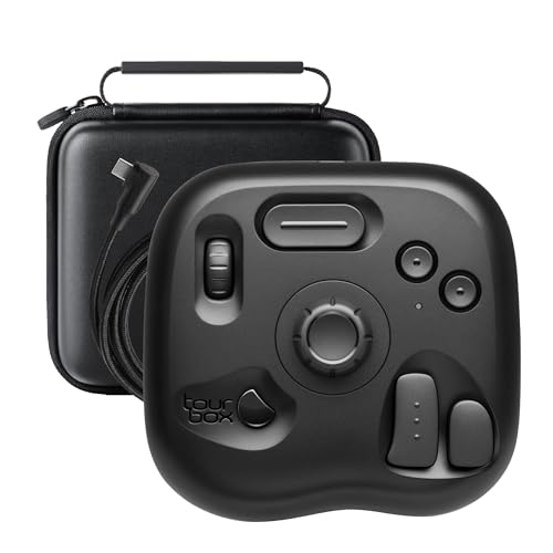 TourBox Lite - Editing Keyboard Compact, Artists Go-to Drawing Macro Keypad, Works with Clip Studio Paint & More, Creative Console Controller with Custom Software, Cable, Travel Bag - Wired Kit