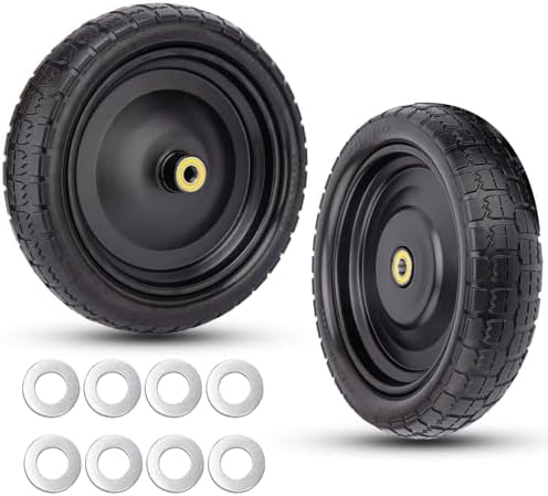 13″ Tire for Gorilla Cart – 2 Pcs Flat Free Tires for Lawn & Garden Carts, For Gorilla Cart Replacement Wheels, 3.15″ Wide Tires with 5/8″ Axle Borehole and 2.1″ Hub