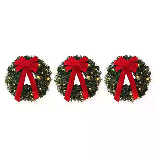 18-Inch Pre-Lite Battery-Operated Wreaths Set of 3