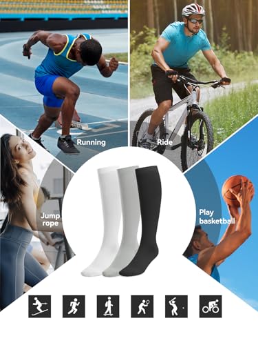Image of 3 Pairs Women & Men's Compression Socks 15-20mmHg Support Stockings