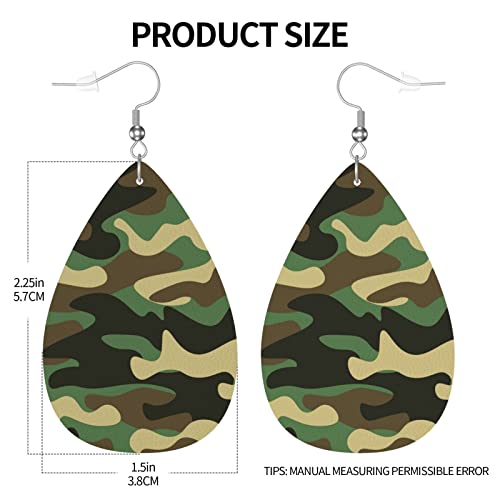 Camo Earrings Faux Leather Teardrop Dangle Earrings For Women Girls Teen Leaf Earrings #TOP3