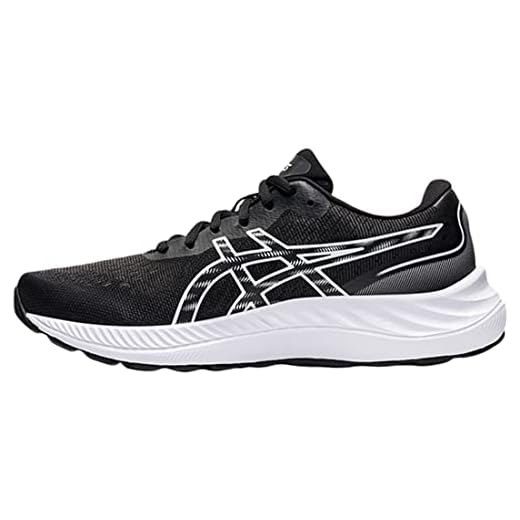 ASICS Tênis de Corrida Feminino Gel-Excite 9, Preto/branco, 11 Wide