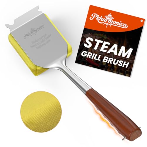 Grill Brush Bristle Free w/Replaceable Yellow Head, Enamel Safe, Grill